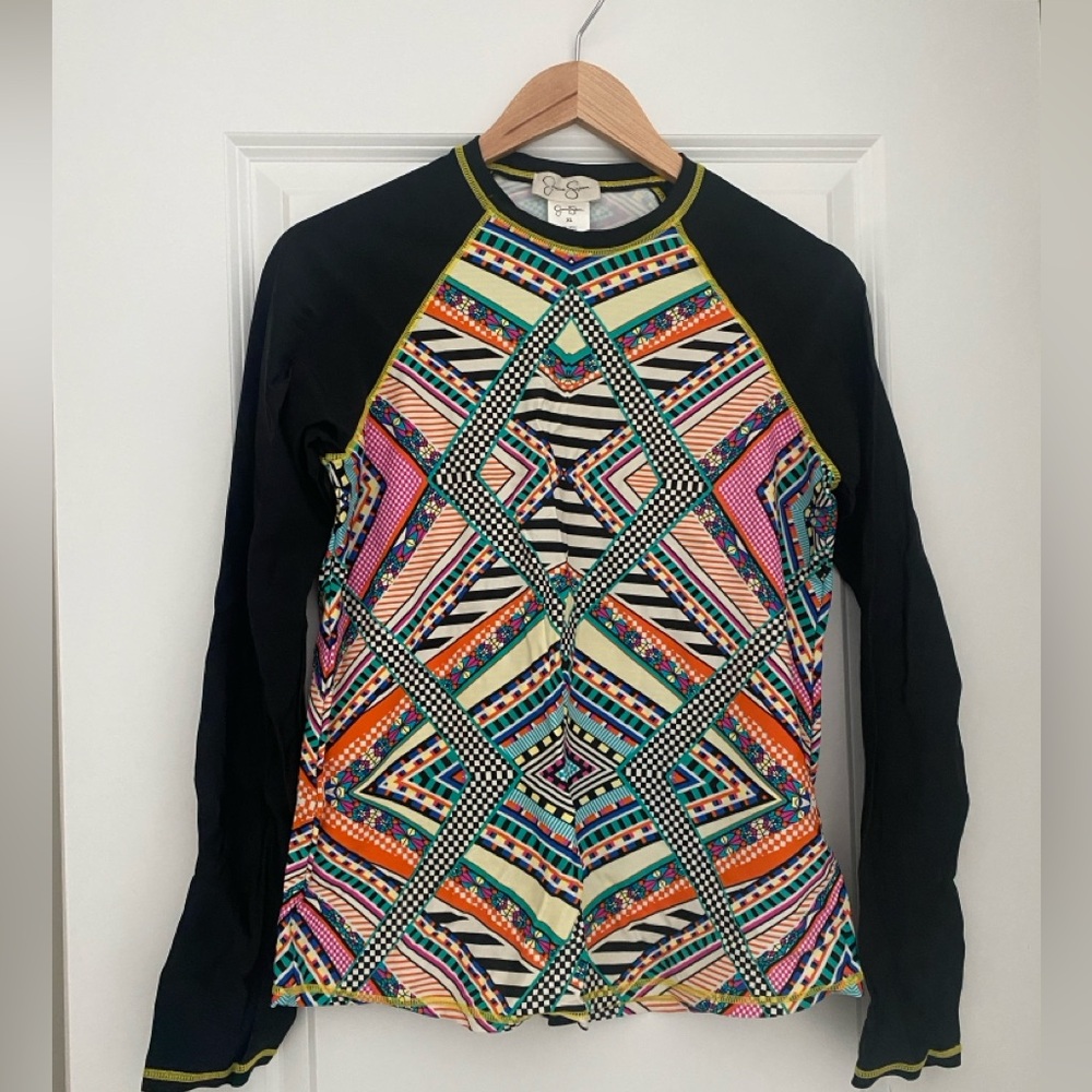 Jessica Simpson Multicolor Patterned Rash Guard